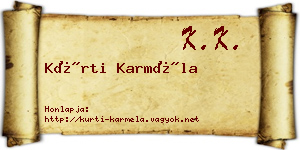 Kürti Karméla névjegykártya
